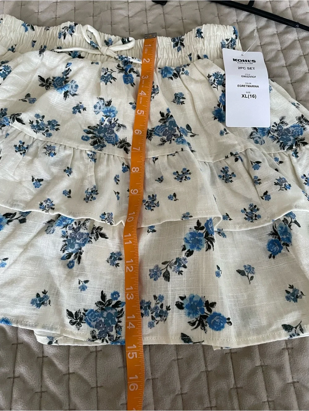 Kohl's Cream Two-Piece Set with Blue Floral Print